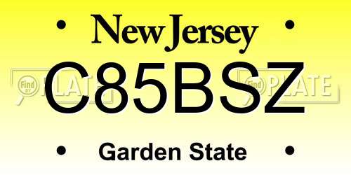 C85BSZ New Jersey License Plate