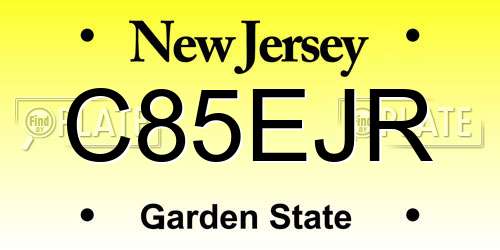 C85EJR New Jersey License Plate