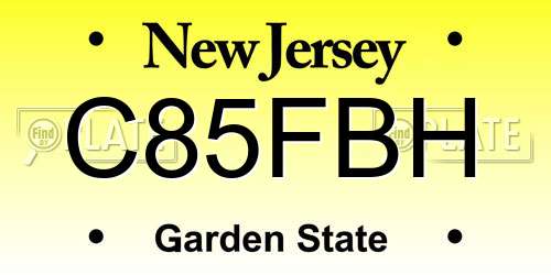 C85FBH New Jersey License Plate