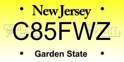 C85FWZ New Jersey License Plate