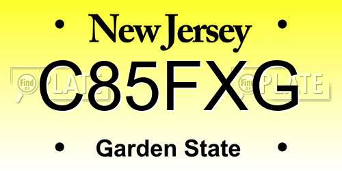 C85FXG New Jersey License Plate