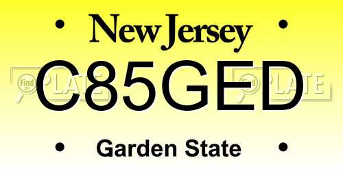 C85GED New Jersey License Plate