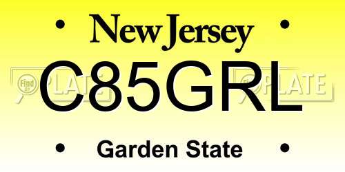C85GRL New Jersey License Plate
