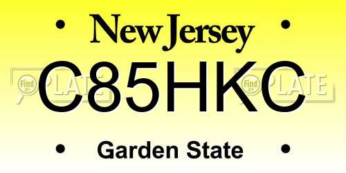 C85HKC New Jersey License Plate