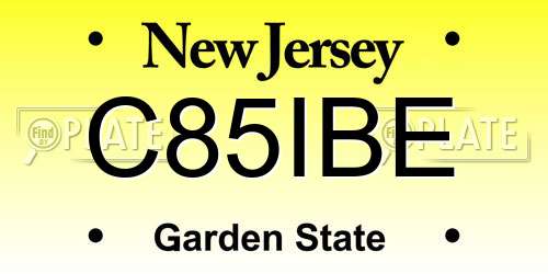 C85IBE New Jersey License Plate