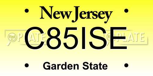 C85ISE New Jersey License Plate