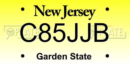 C85JJB New Jersey License Plate