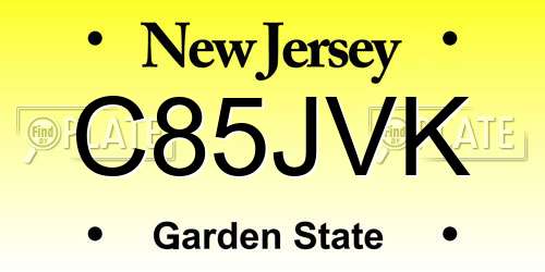 C85JVK New Jersey License Plate