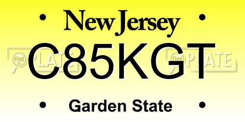 C85KGT New Jersey License Plate