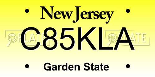 C85KLA New Jersey License Plate