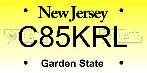 C85KRL New Jersey License Plate
