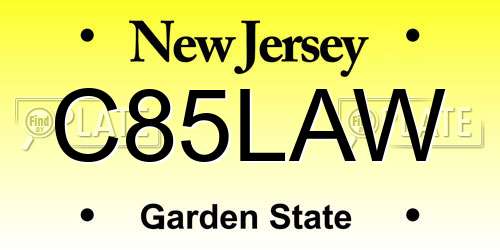 C85LAW New Jersey License Plate