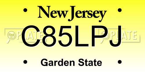 C85LPJ New Jersey License Plate