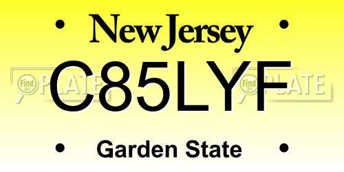C85LYF New Jersey License Plate