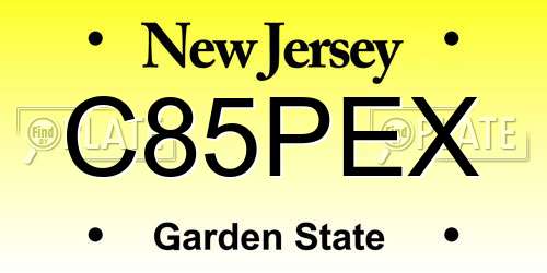C85PEX New Jersey License Plate