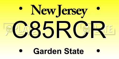 C85RCR New Jersey License Plate