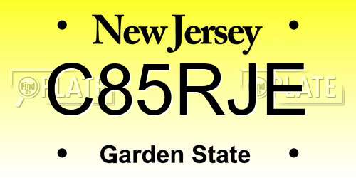 C85RJE New Jersey License Plate