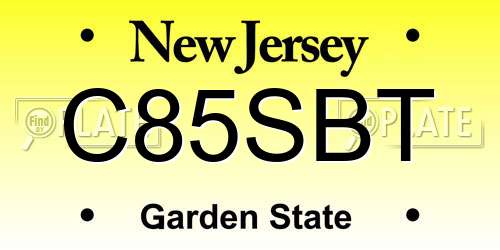 C85SBT New Jersey License Plate
