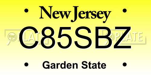 C85SBZ New Jersey License Plate