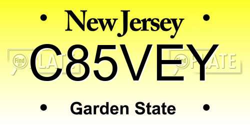 C85VEY New Jersey License Plate