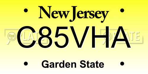 C85VHA New Jersey License Plate