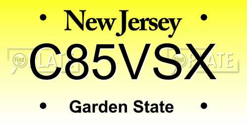 C85VSX New Jersey License Plate