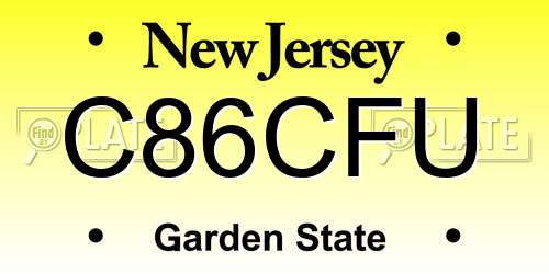 C86CFU New Jersey License Plate