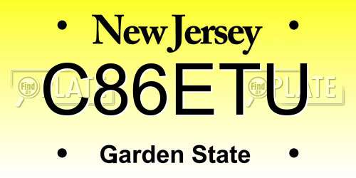 C86ETU New Jersey License Plate