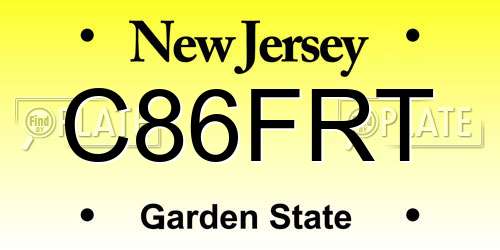 C86FRT New Jersey License Plate