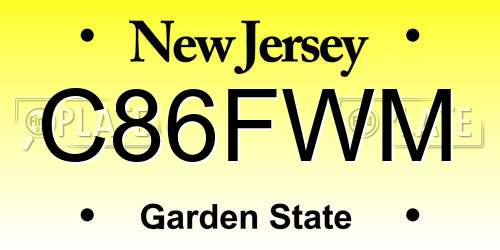 C86FWM New Jersey License Plate