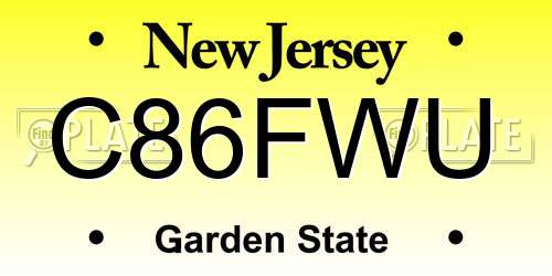 C86FWU New Jersey License Plate