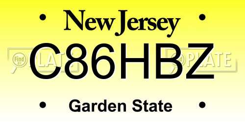 C86HBZ New Jersey License Plate