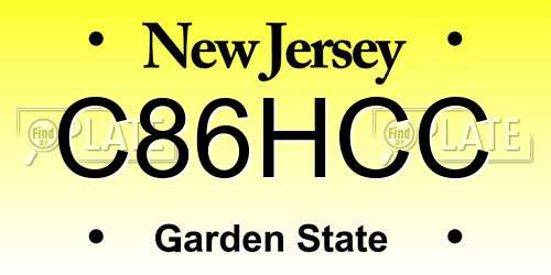 C86HCC New Jersey License Plate
