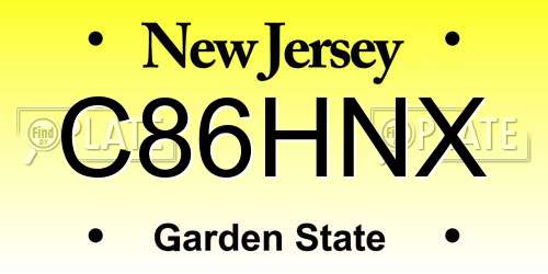 C86HNX New Jersey License Plate