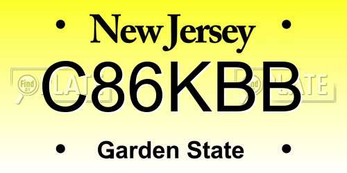 C86KBB New Jersey License Plate