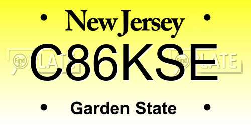 C86KSE New Jersey License Plate