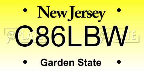 C86LBW New Jersey License Plate