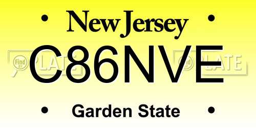 C86NVE New Jersey License Plate