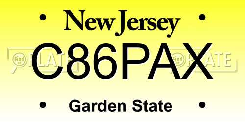 C86PAX New Jersey License Plate