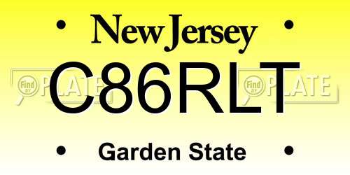 C86RLT New Jersey License Plate