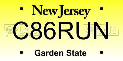 C86RUN New Jersey License Plate