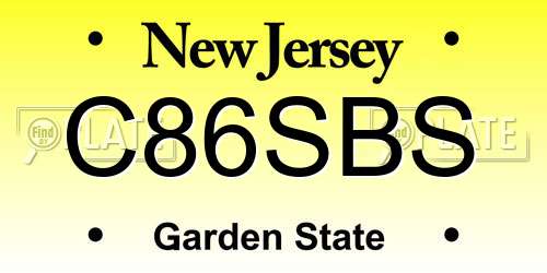 C86SBS New Jersey License Plate
