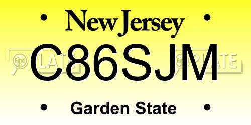 C86SJM New Jersey License Plate