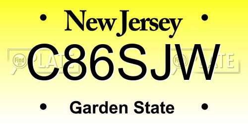 C86SJW New Jersey License Plate