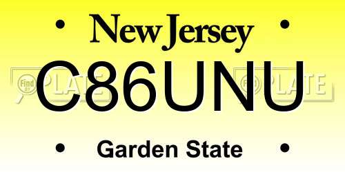 C86UNU New Jersey License Plate