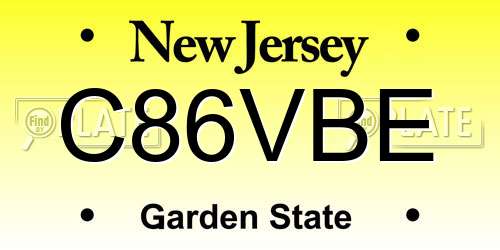 C86VBE New Jersey License Plate