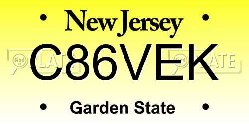 C86VEK New Jersey License Plate