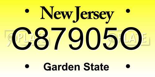 C87905O New Jersey License Plate