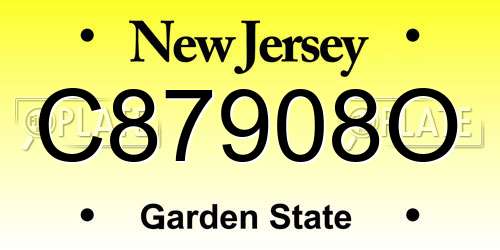 C87908O New Jersey License Plate