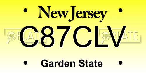 C87CLV New Jersey License Plate